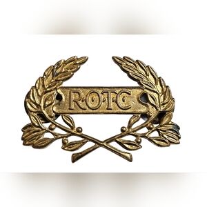 Vtg U.S. Army ROTC Laurel Wreath Badge Insignia Brass Gold Tone Hat Pin EP-G1
